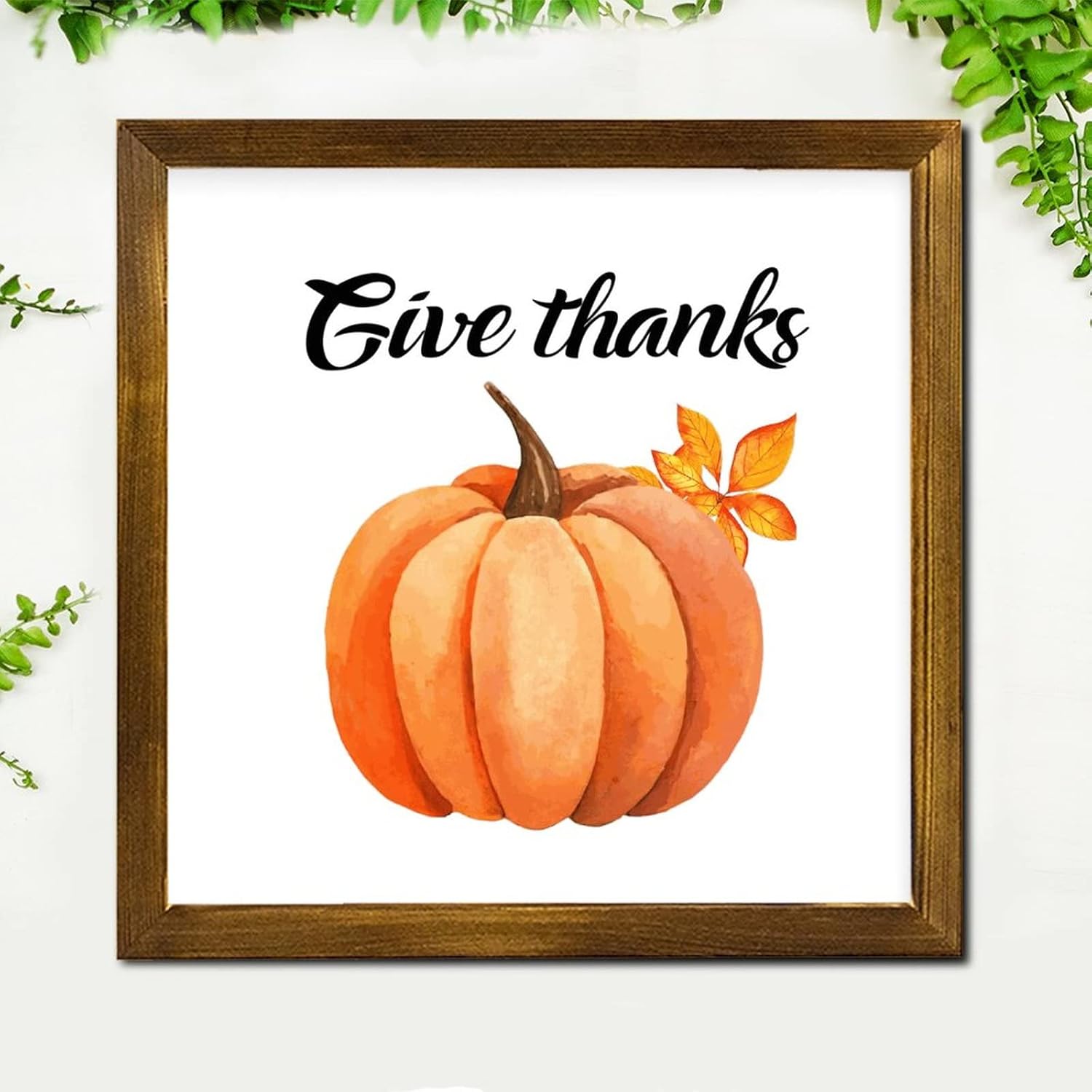 Thanksgiving Day Wood Framed Sign 12x12 Inch
