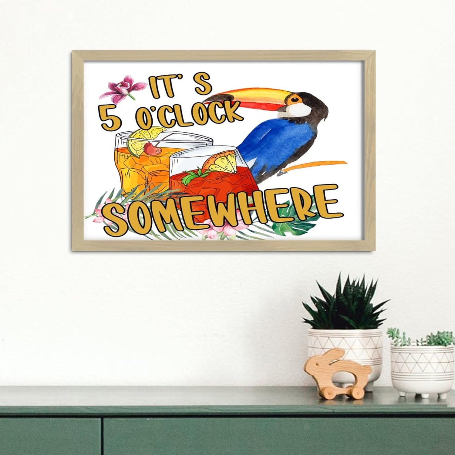Its Five Oclock Somewhere Wood Framed Wall Decor Sign 8x12in