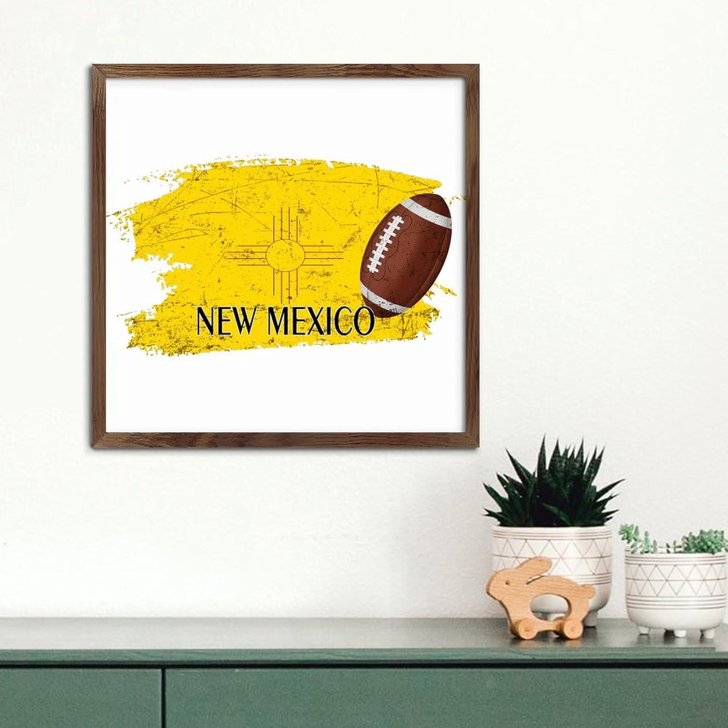 Football Theme New Mexico Framed Wood Sign Wall Decor