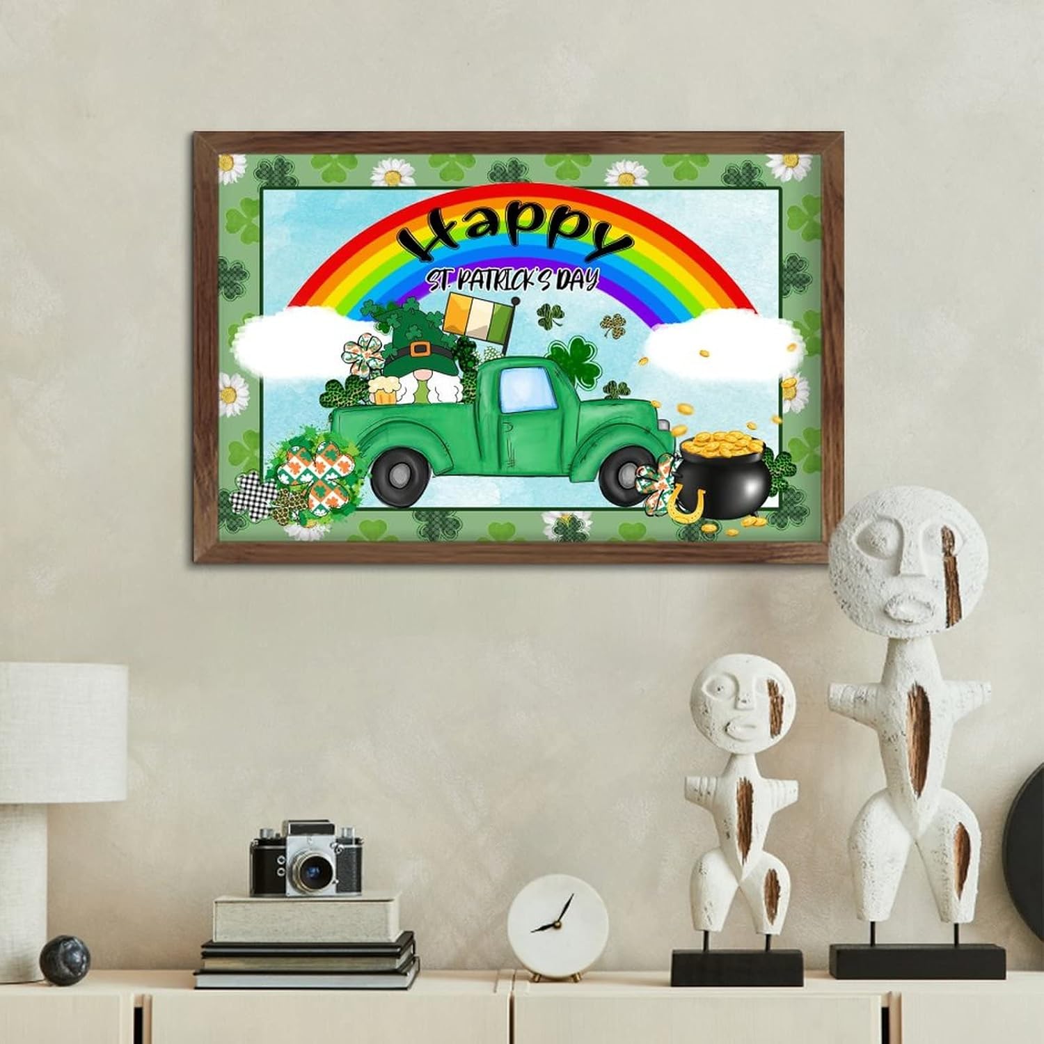 Personalized Wooden Wall Sign St Patricks Day Green Shamrock Decor