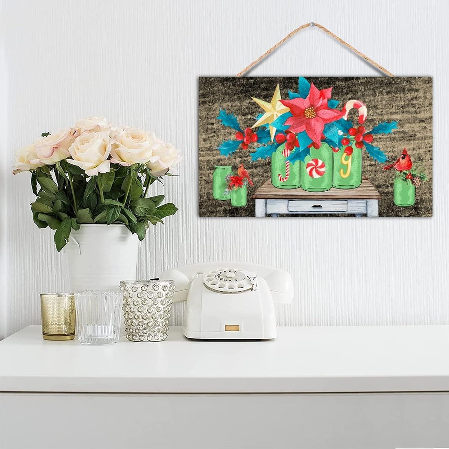 TEANFUN Christmas Wall Pediment Sign 12x20 Inch