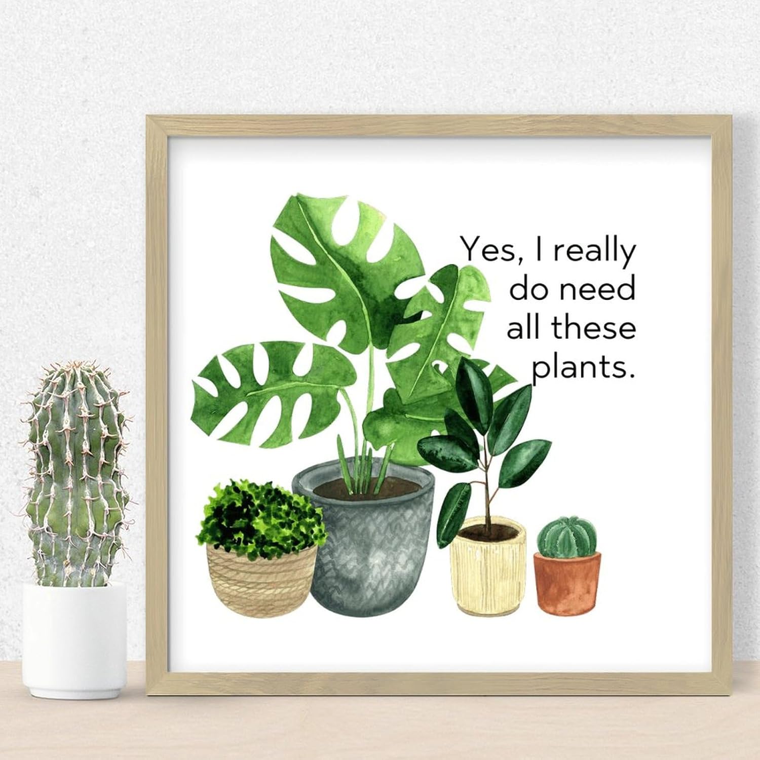 Rustic Wood Framed Plant Sign Gallery Wall Decor