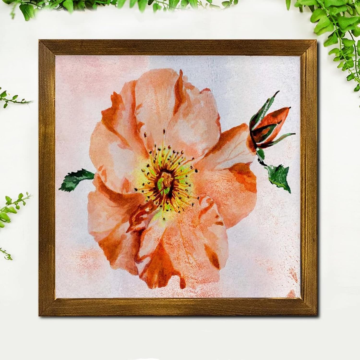 Retro Orange Hibiscus Flower Wood Wall Sign