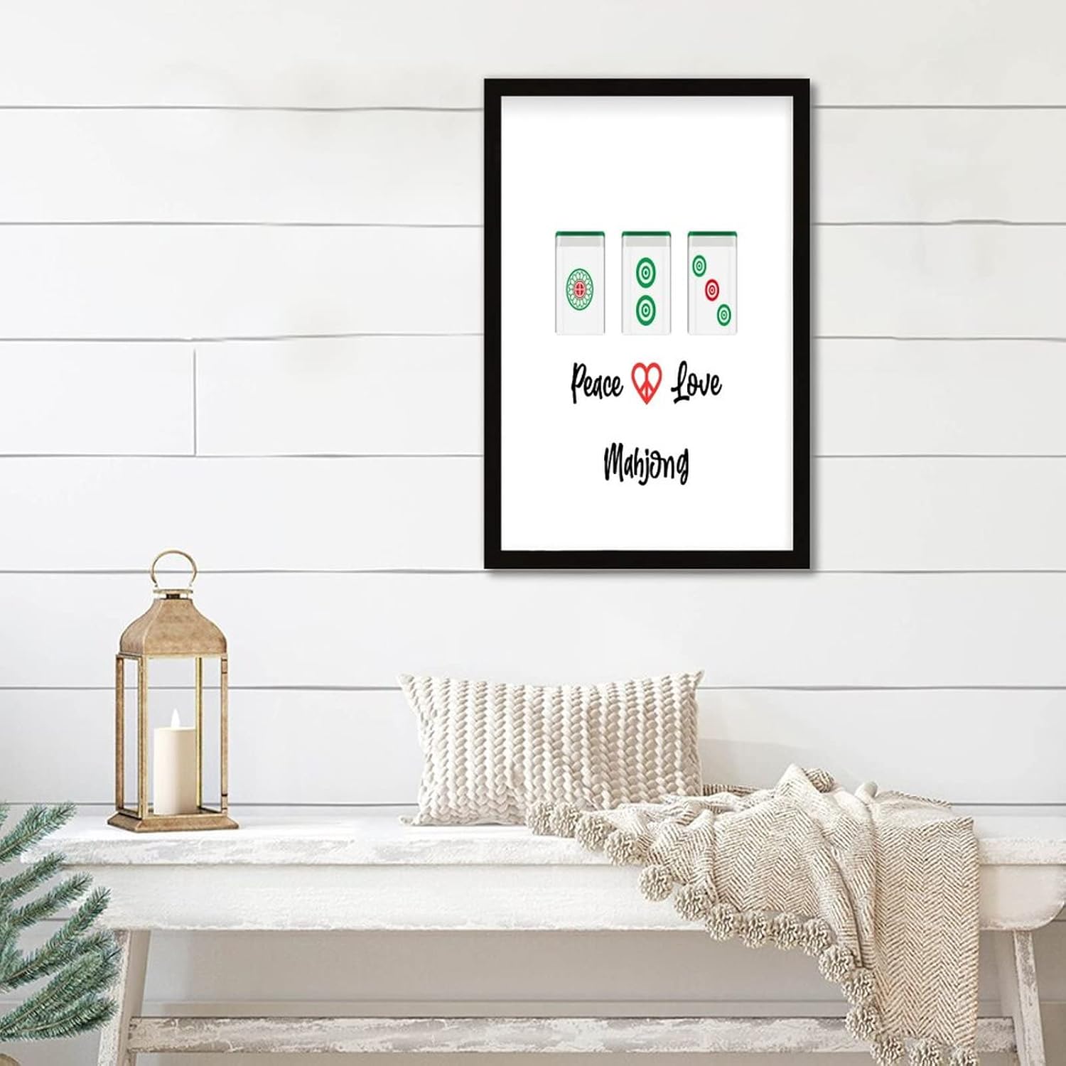 Mahjong Tiles Framed Wall Art Decor 8x12in