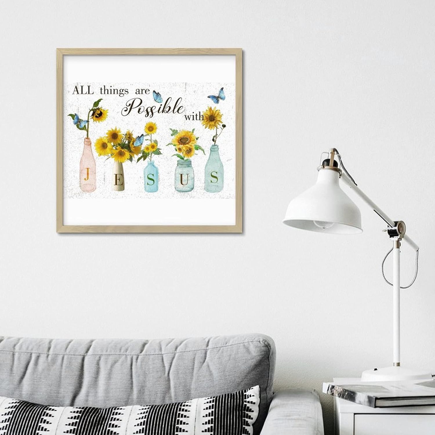 Sunflower in Vase Bible Verse Wall Decor Sign