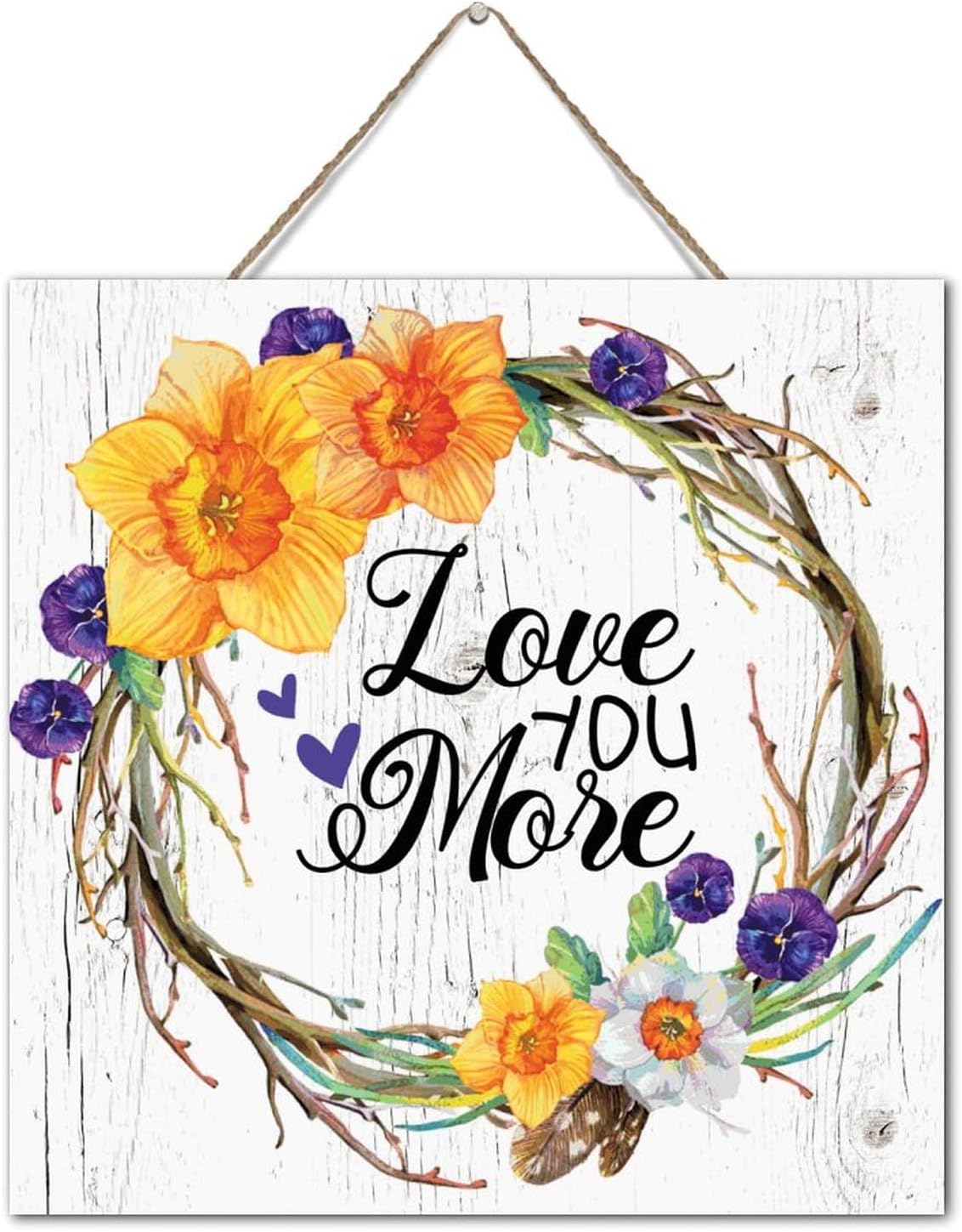 Personalized Rustic Wooden Wall Sign Love You More 12x12 Inch