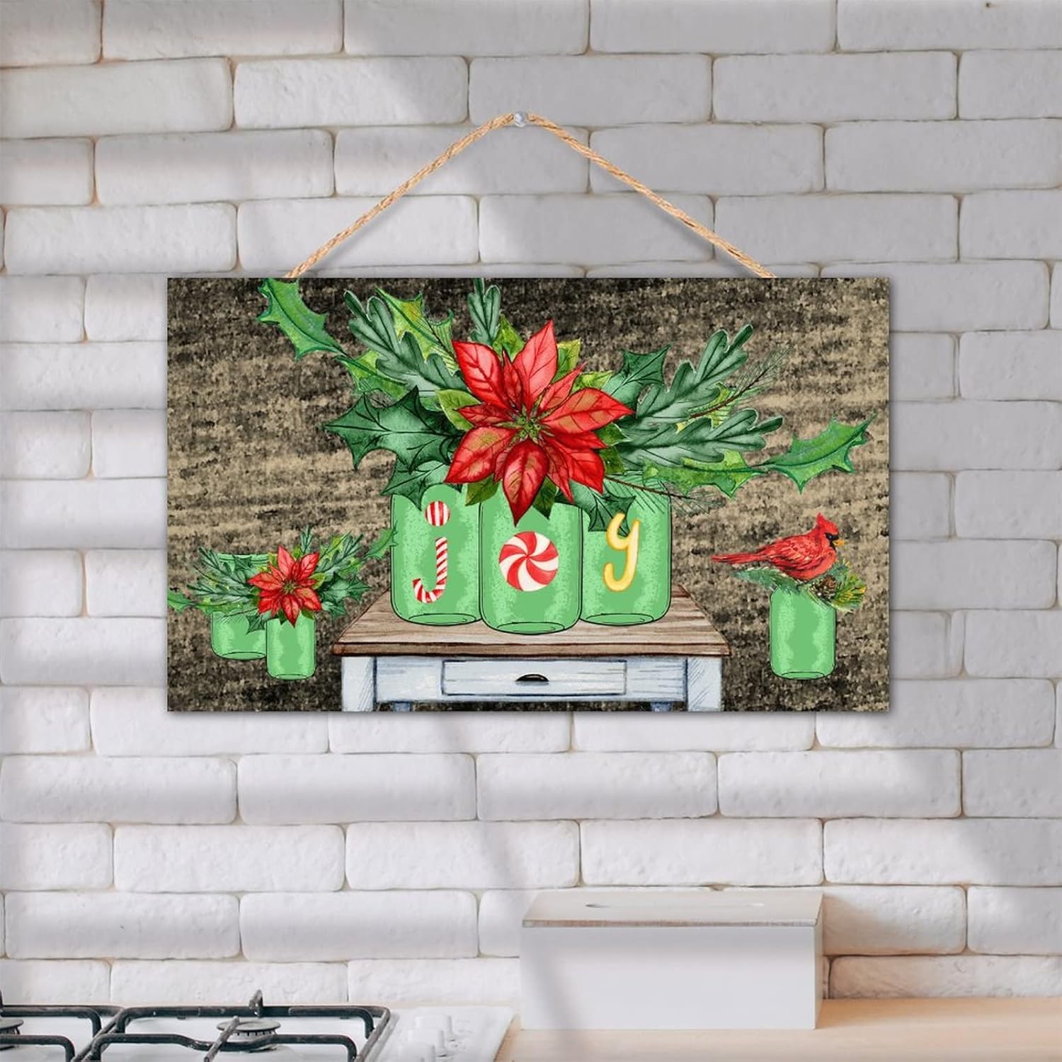 TEANFUN Christmas Wall Hanging Sign 12x20 Inch 1