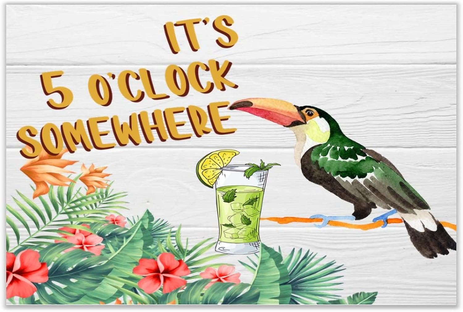 Autravelco Five Oclock Somewhere Wall Decor Sign 12x18 Inch