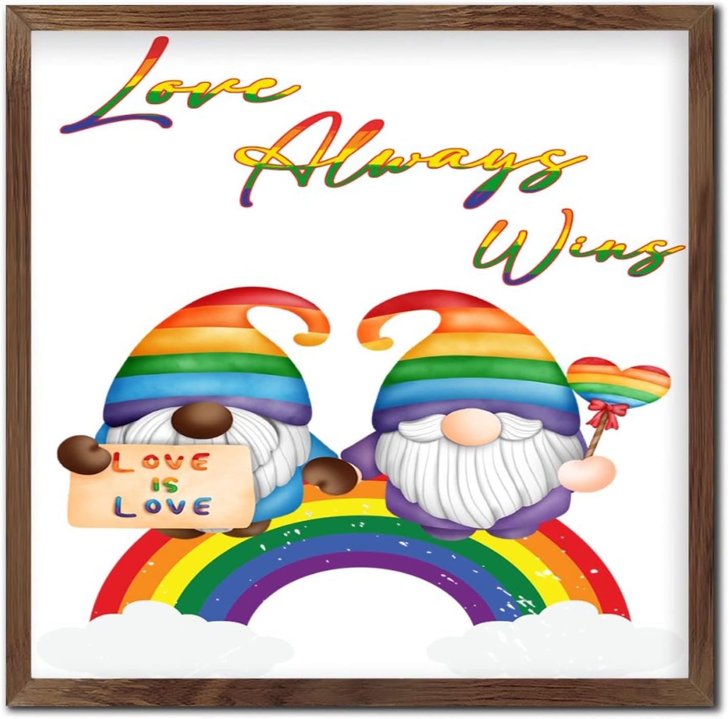 Personalized Framed Wood Sign LGBTQ Love Always Wins Wall Art