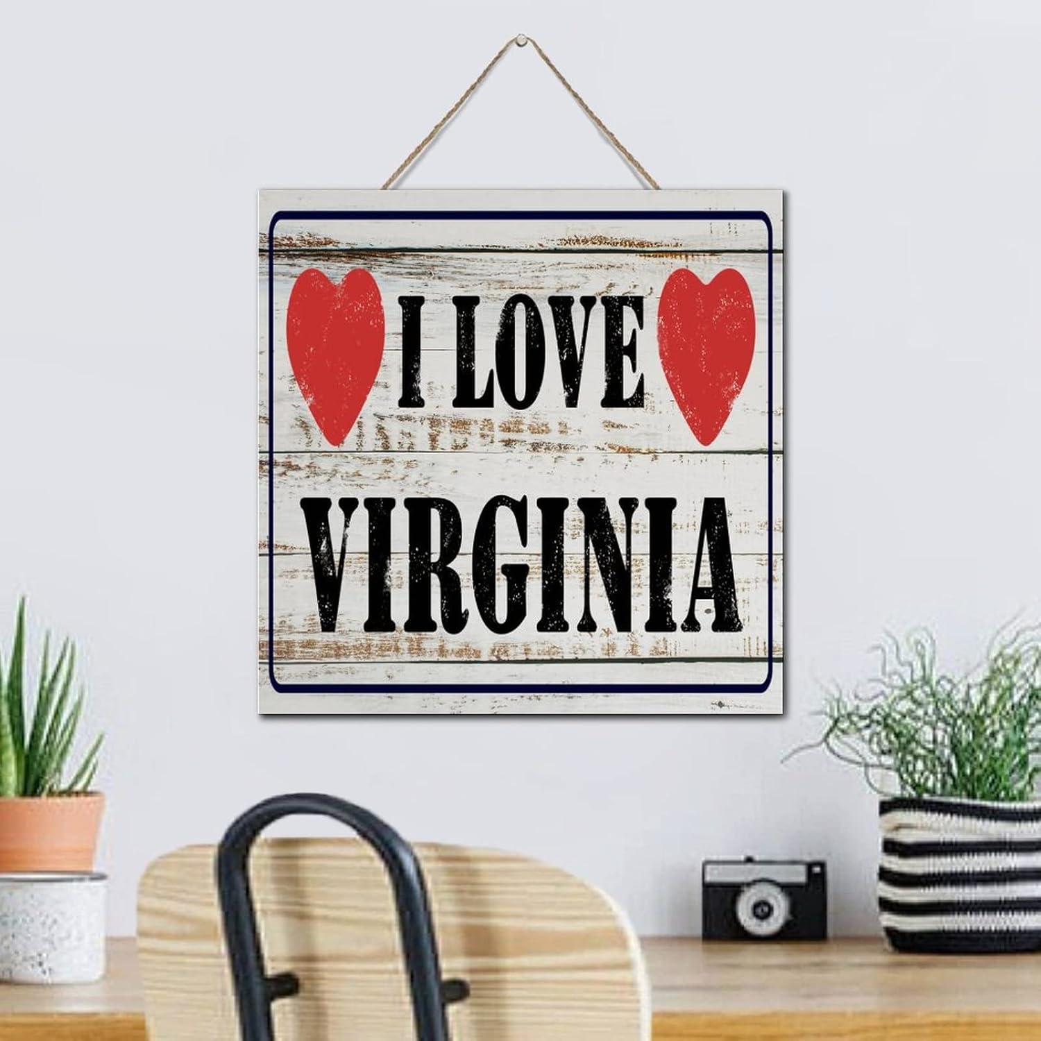 Autravelco I Love Virginia Wood Sign 12x12 Inch