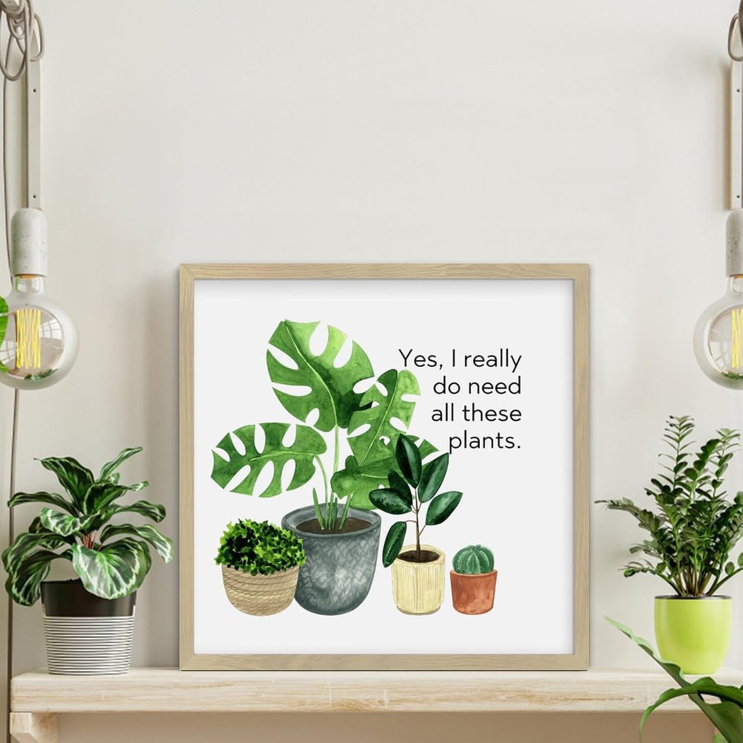 Rustic Wood Framed Plant Sign Gallery Wall Decor