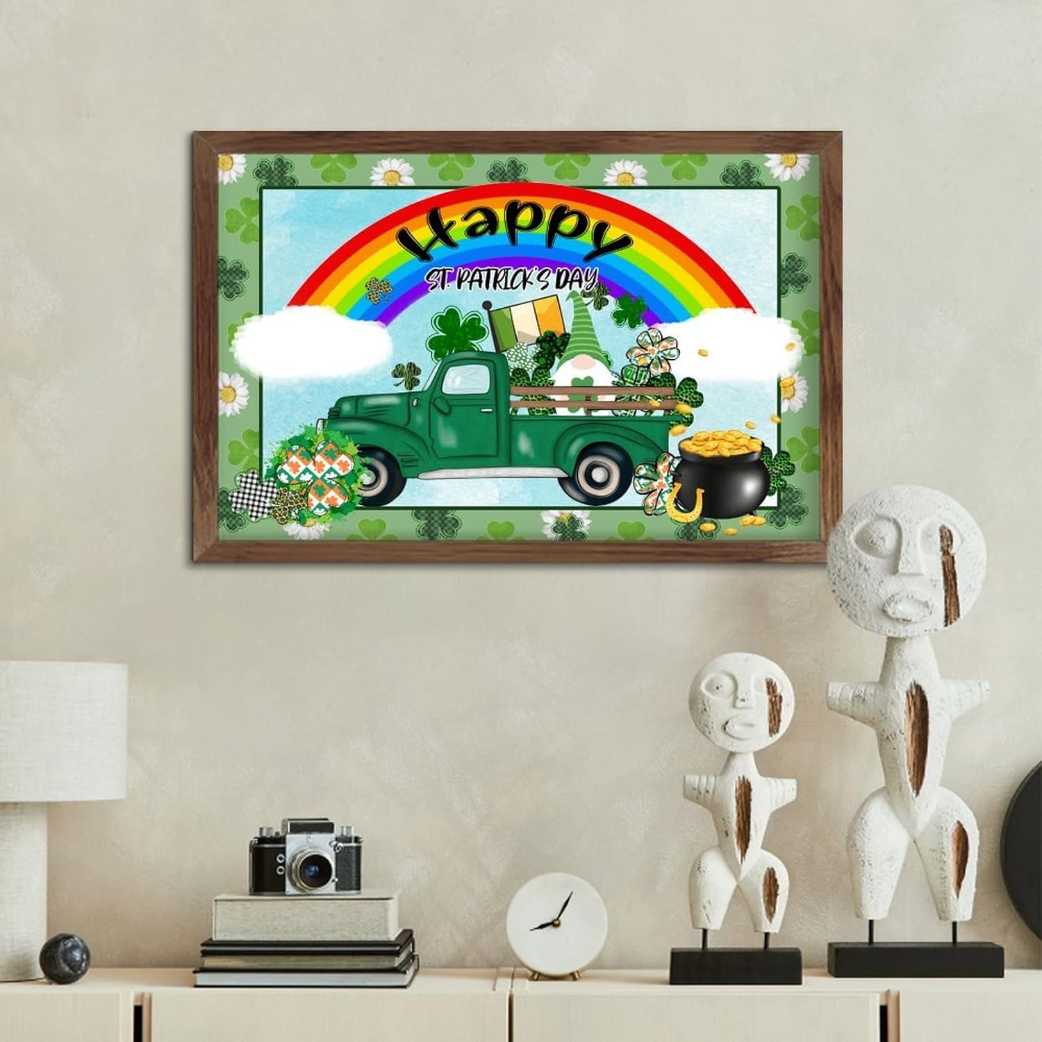 St Patricks Day Green Shamrock Gnomes Wall Decor