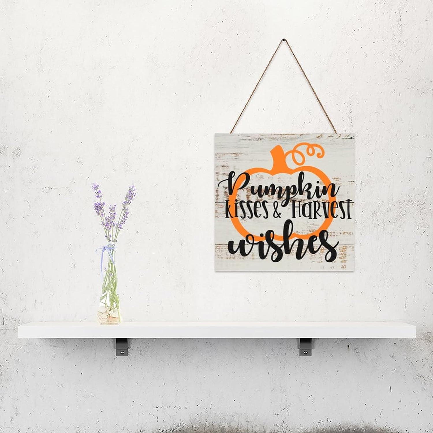 Pumpkin Kisses Harvest Wishes Wall Plaque Sign 12x12