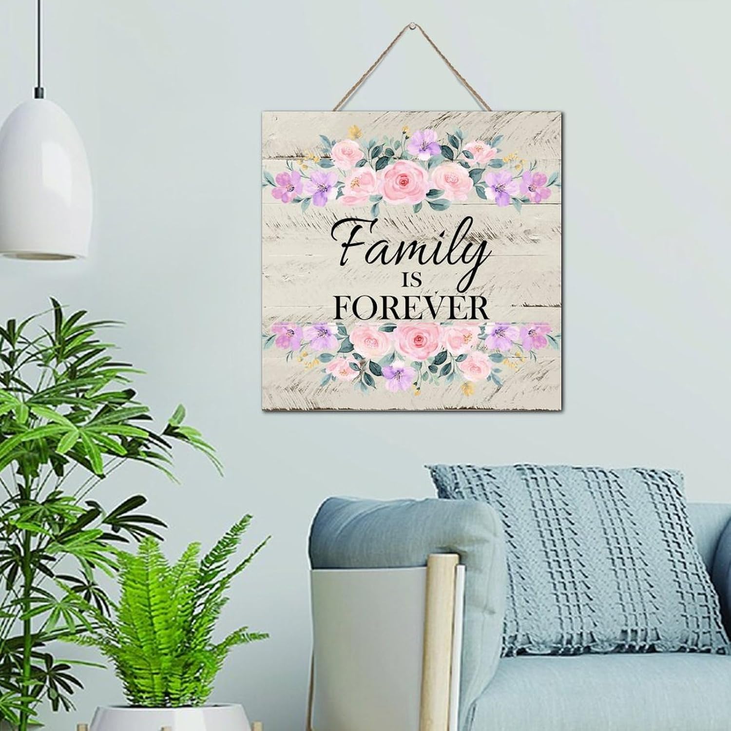 Personalized Wood Plank Hanging Sign Family Is Forever