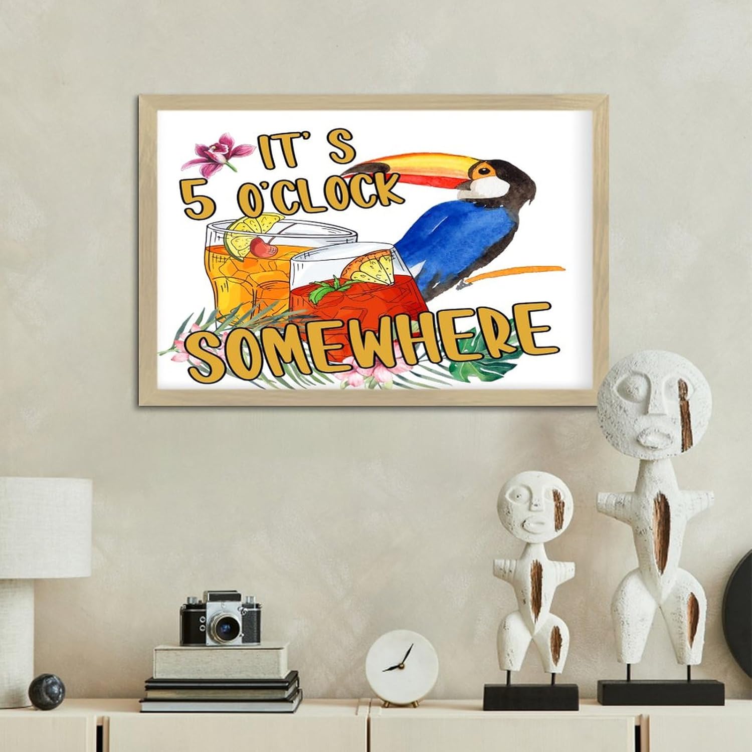 Its Five Oclock Somewhere Wood Framed Wall Decor Sign 8x12in
