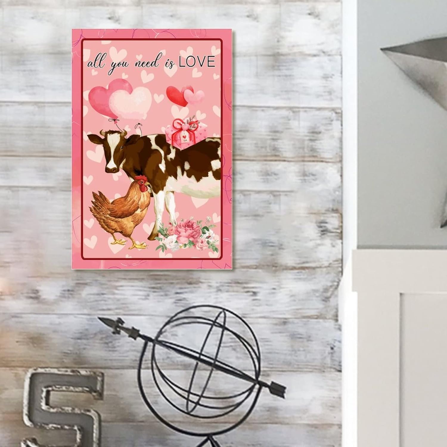 Personalized Rustic Wood Valentines Day Sign 8x12in