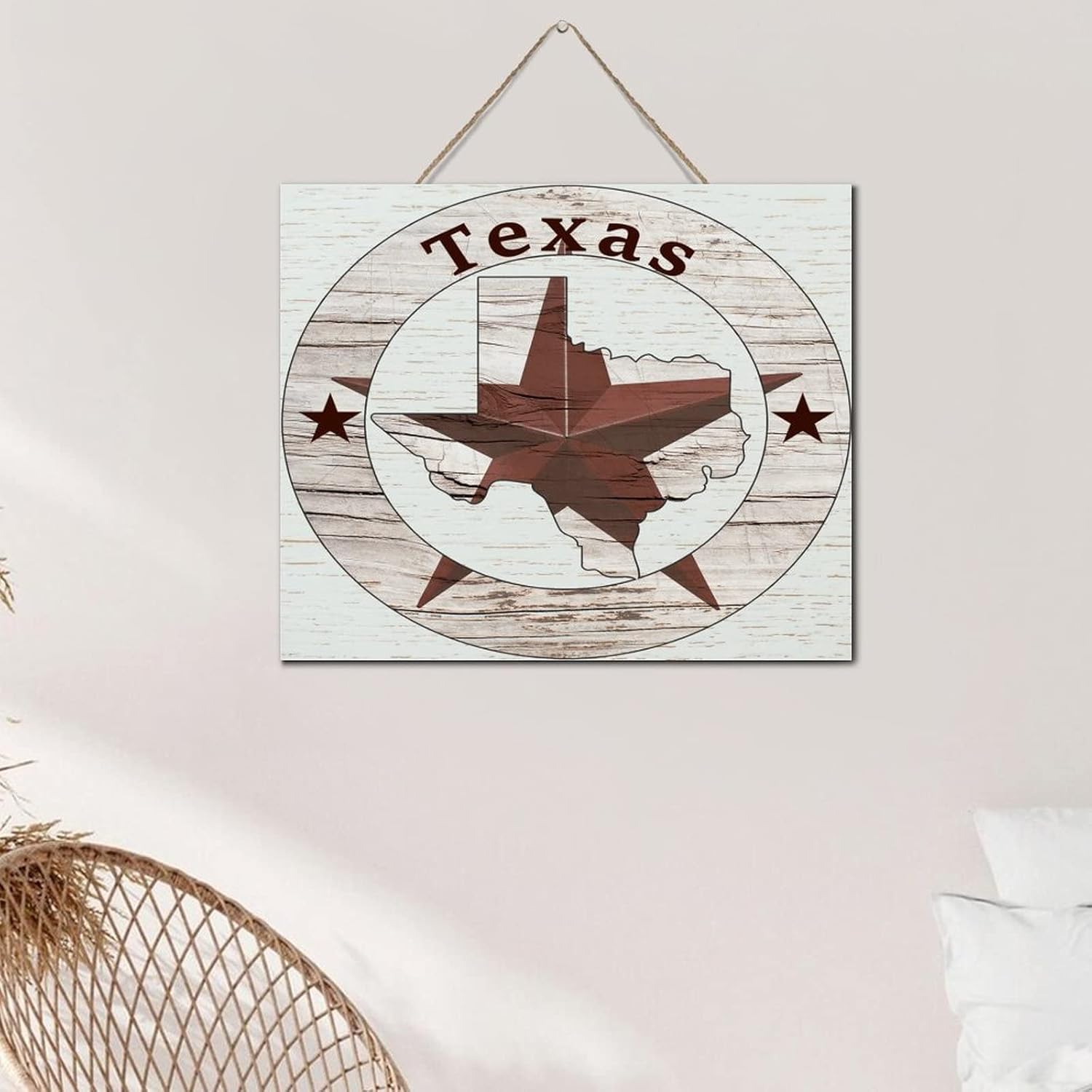 Texas Lone Star Wood Wall Sign 10x12 Inch