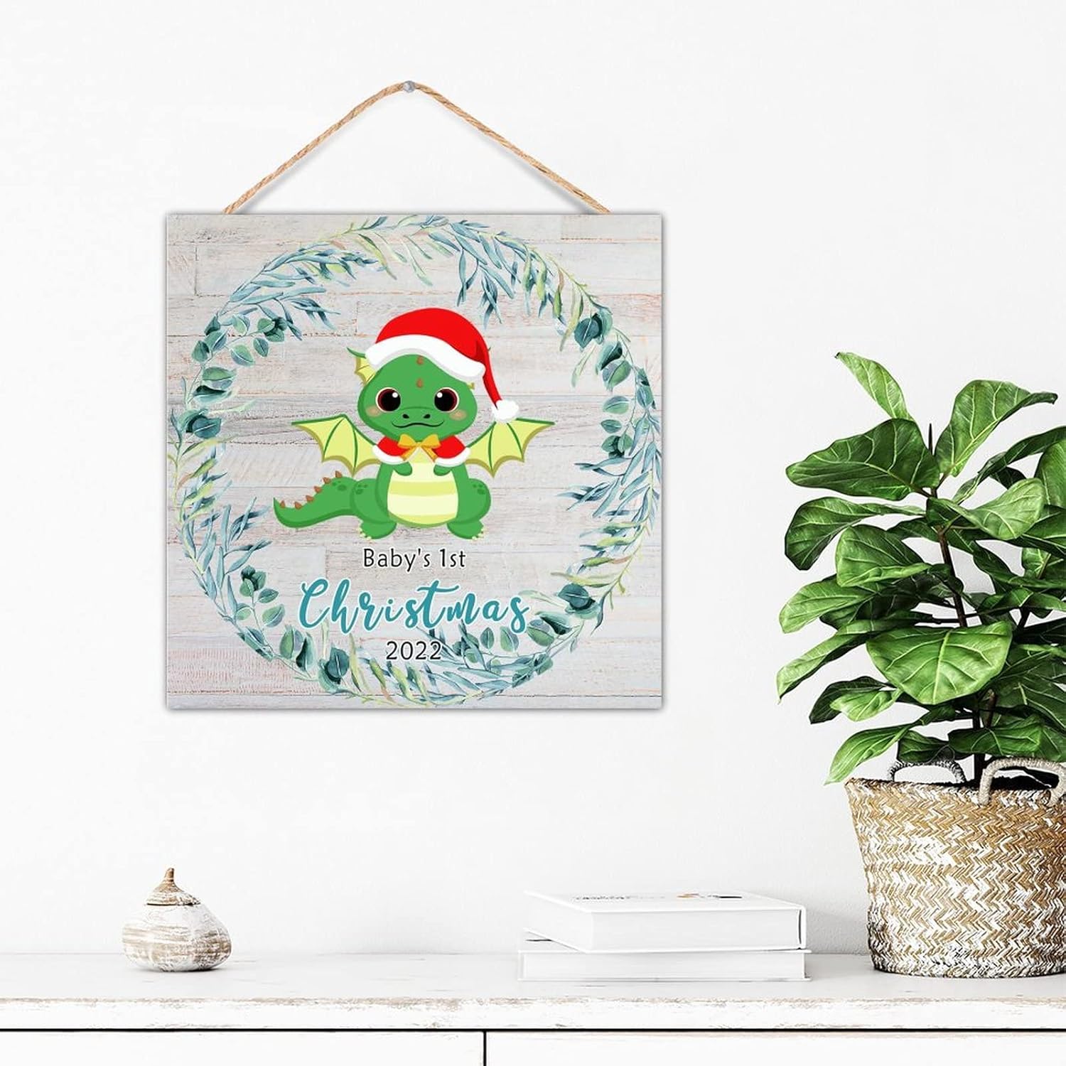 Funny Dinosaur Christmas Wall Decor Sign