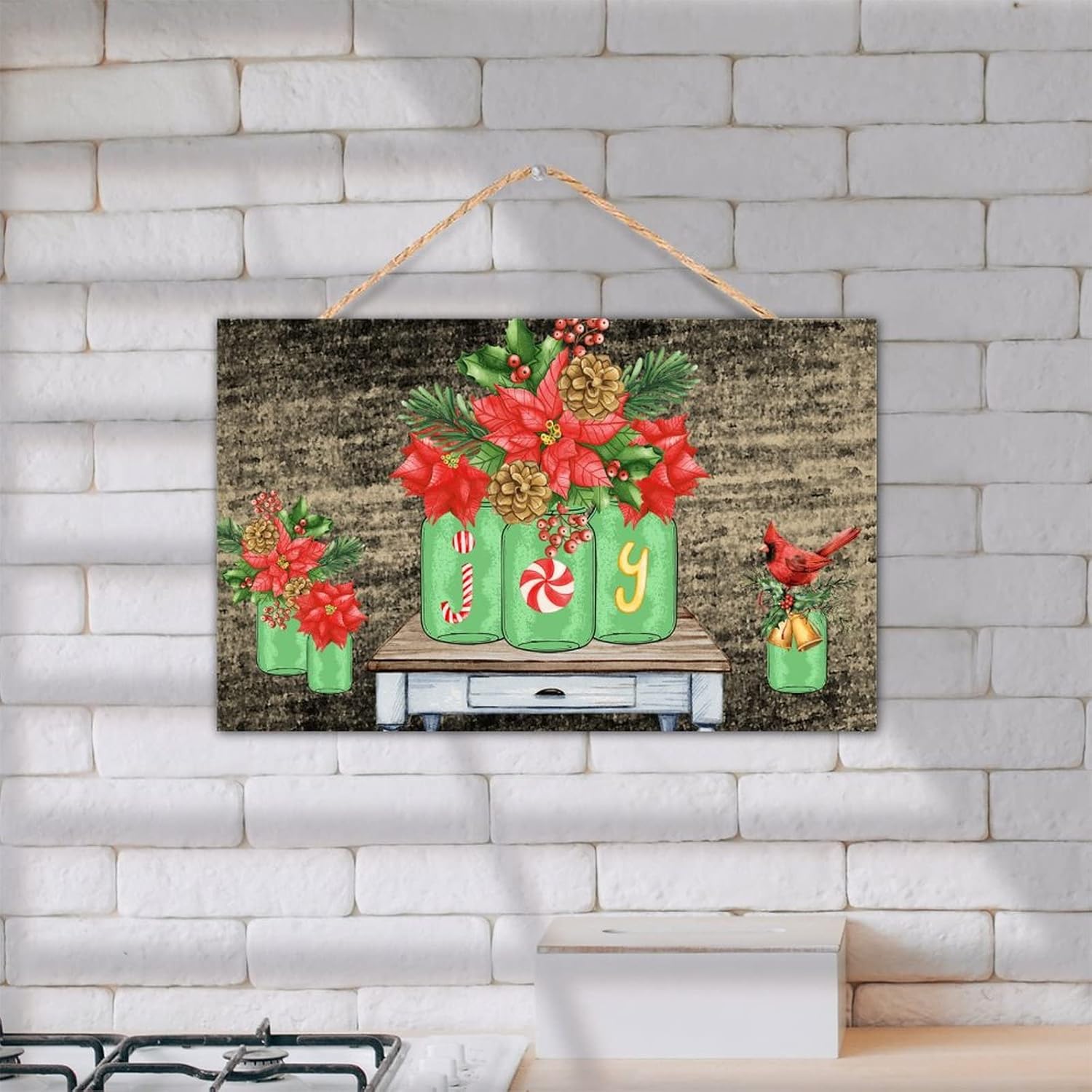 TEANFUN 10x16 Inch Christmas Wall Hanging Sign