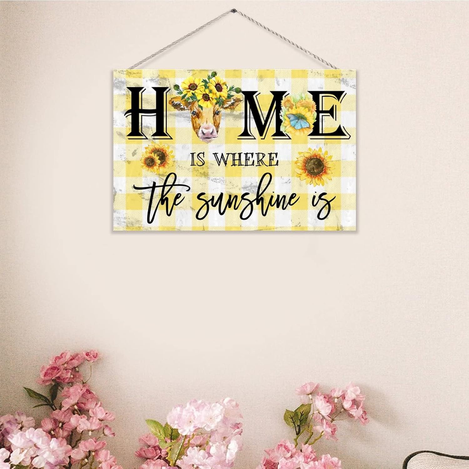 TEANFUN Home Is Where The Sunshine Is Wood Sign 8x12 Inch