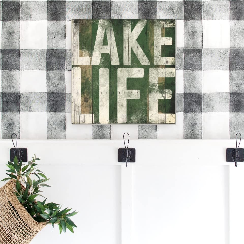 Lake Life Weathered Farmhouse Wood Wall Decor Sign 16x16