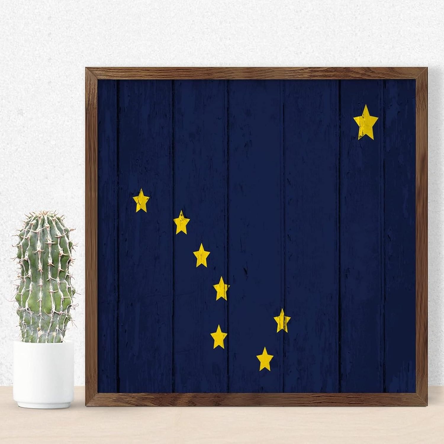 Hanging Wood Framed Printed Sign Alaska Decor for Wall