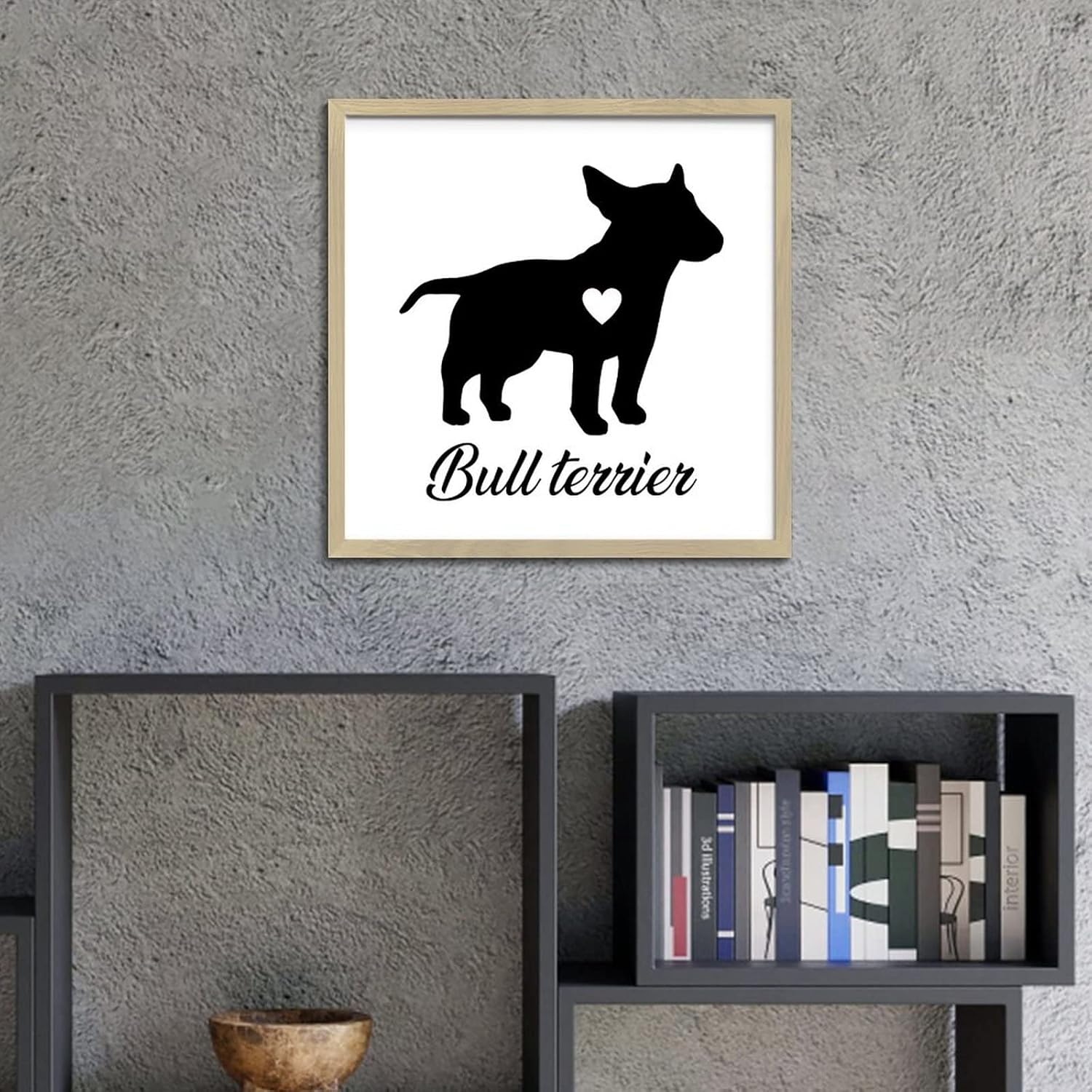 Bull Terrier Dog Silhouette Wooden Sign Wall Decor