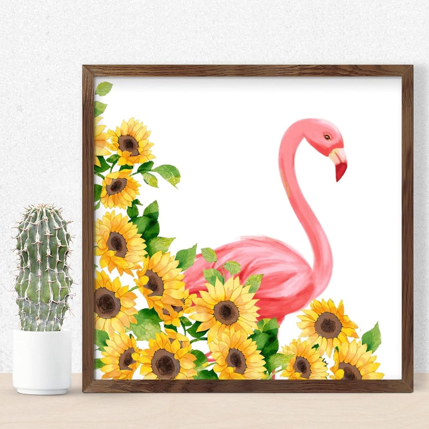 Hello Summer Flamingo Sunflower Wall Decor Sign