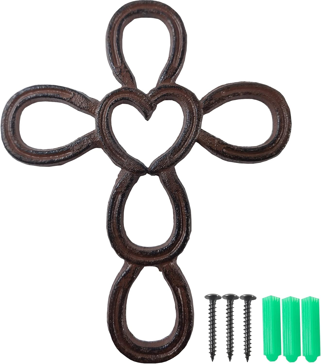 RONYOUNG Cast Iron Wall Cross Dark Brown