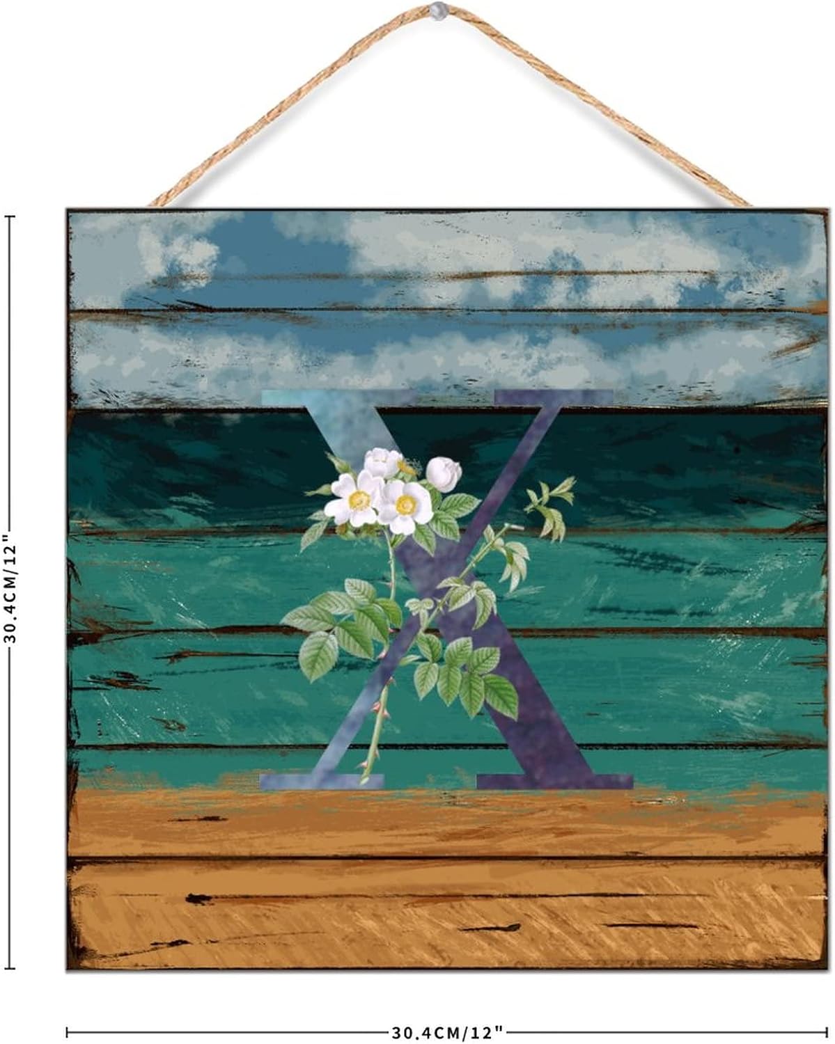 Antique Wood Initial Letter X Wall Sign Artwork