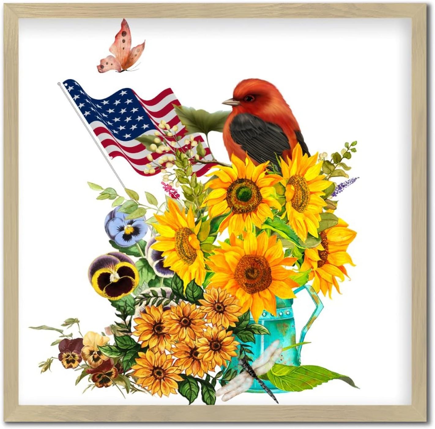 4th of July Patriotic Wall Decor Sign with Wood Frame