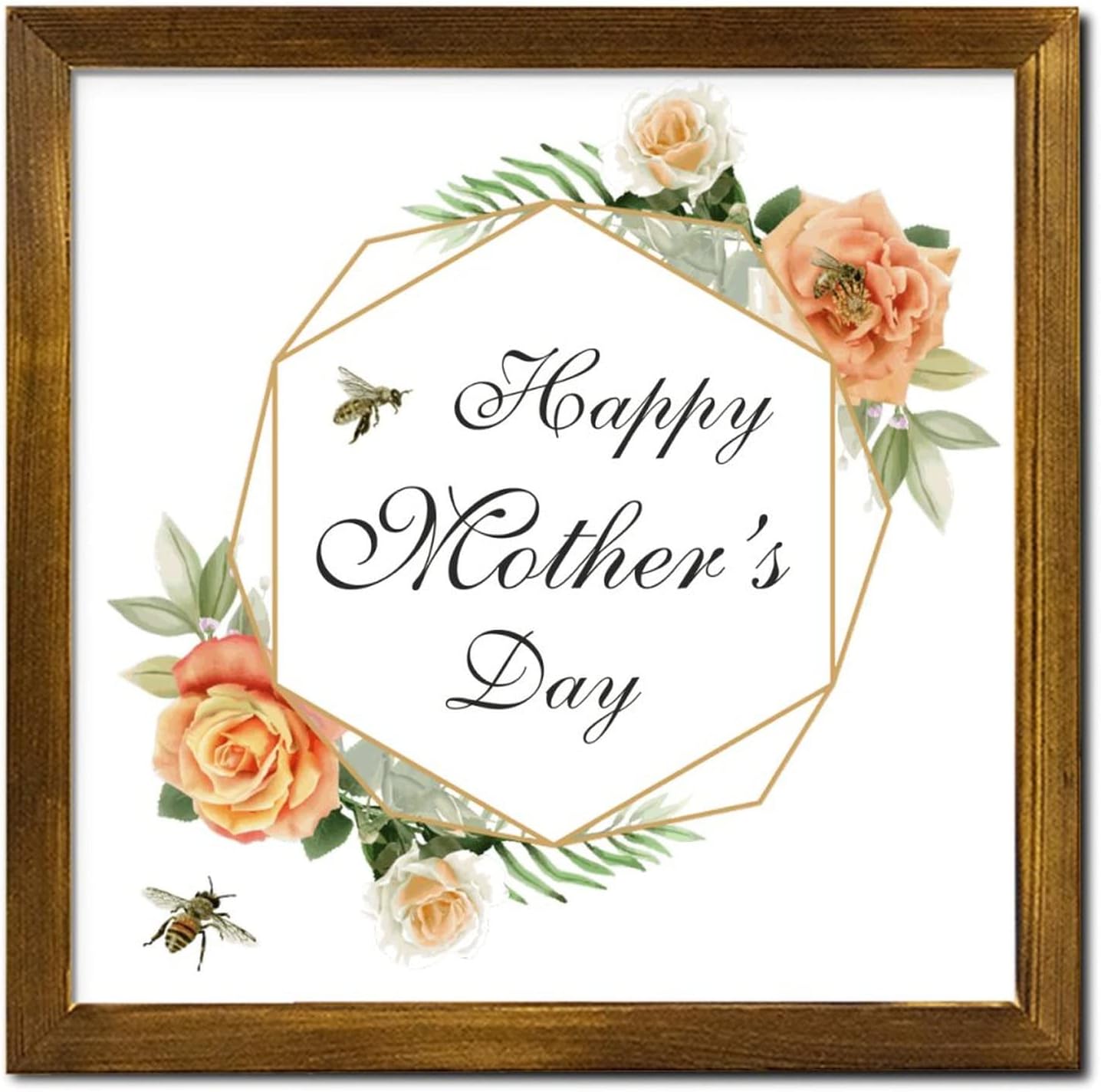 Mothers Day Wood Frame Sign with Floral Wreath 1