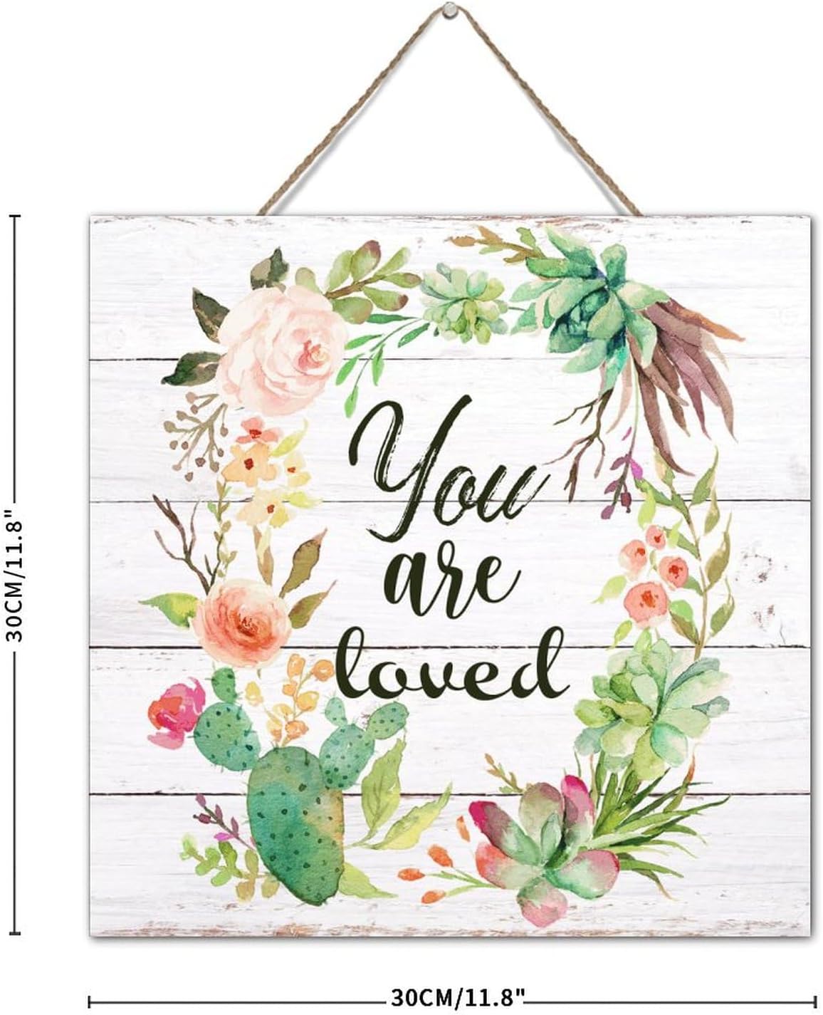 Rustic Wall Art Wood Plank Hanging Sign You Are Loved