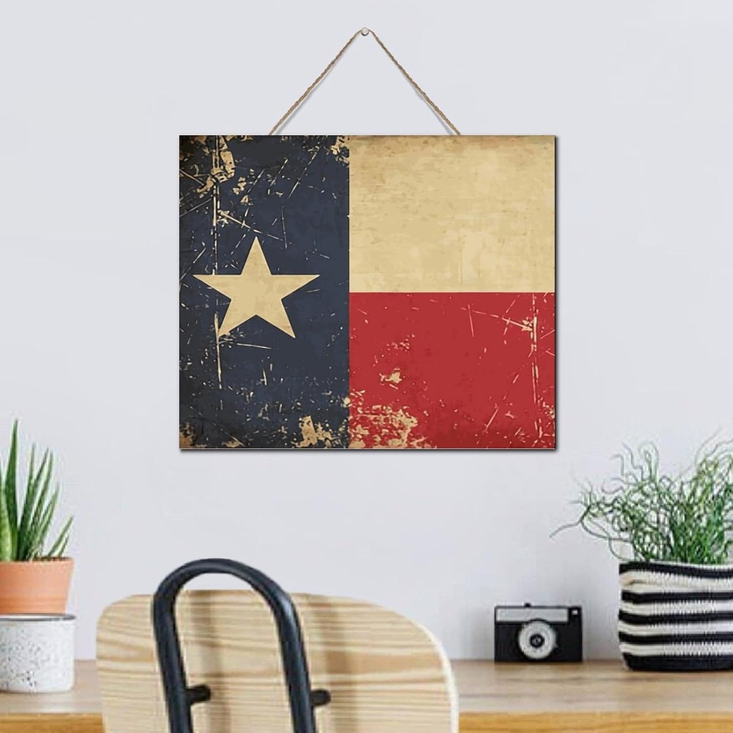 Autravelco Texas Lone Star Wood Wall Sign 10x12 Inch
