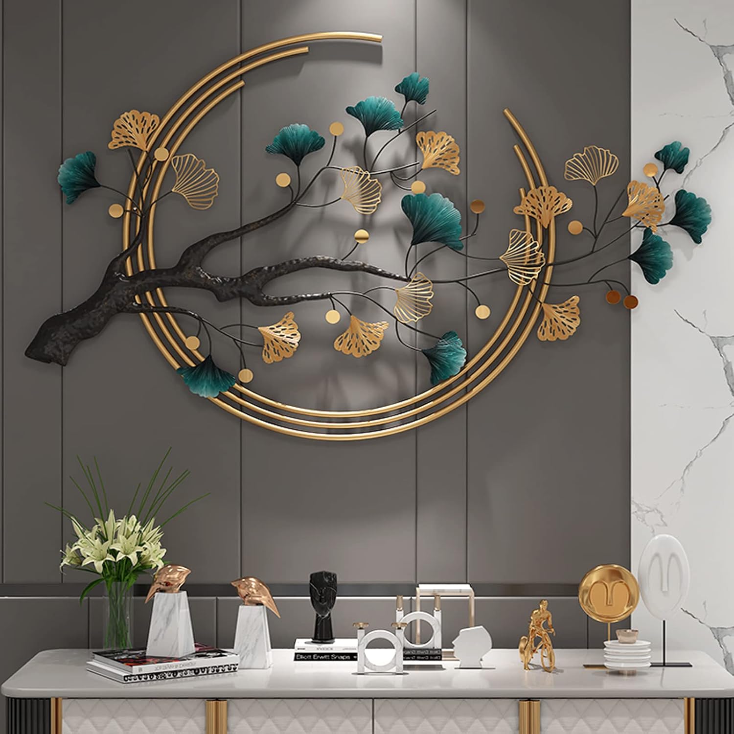 Umbifa Ginkgo Leaf 3D Metal Wall Decor Sculpture