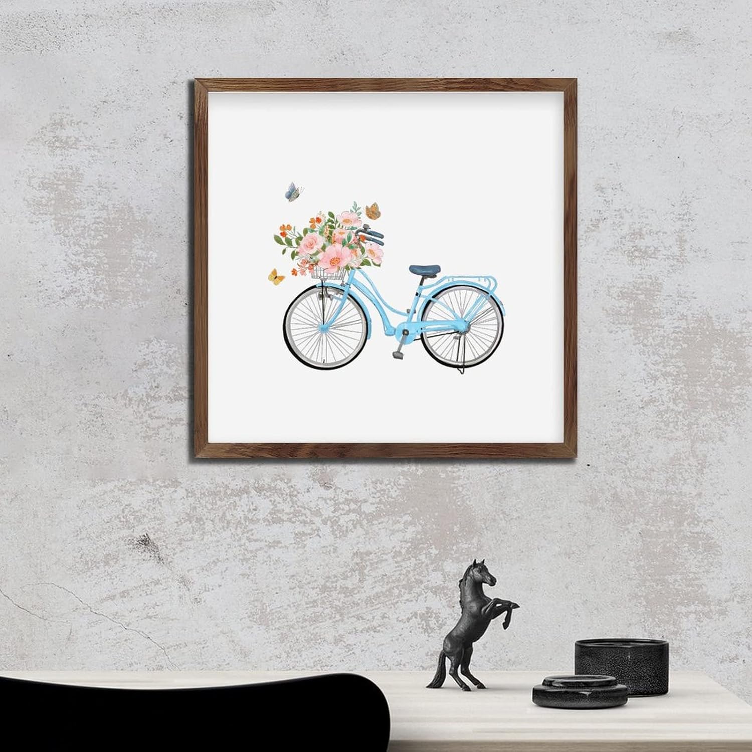 Bicycle Flower Wood Plaque Sign 12x12in Farmhouse Decor
