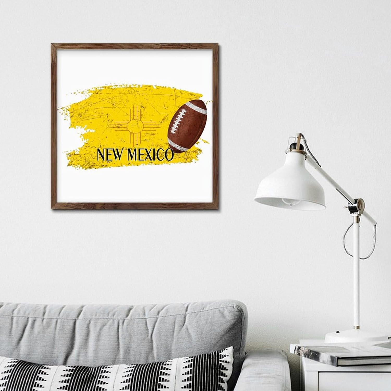 Football Theme New Mexico Framed Wood Sign Wall Decor