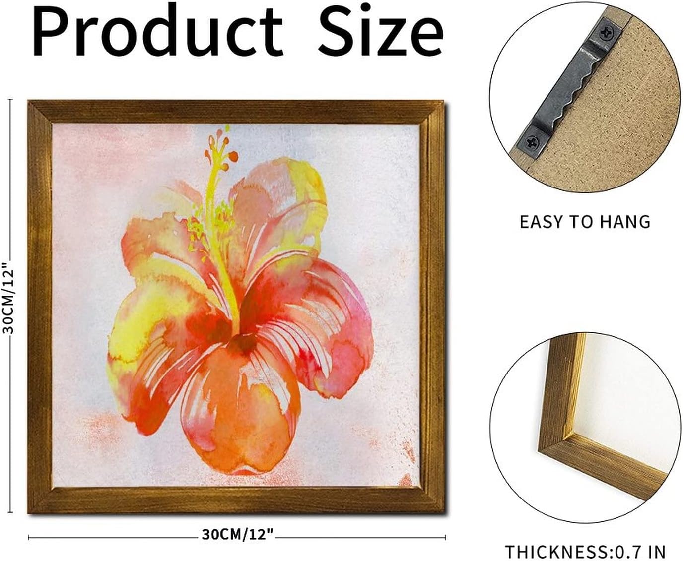 Retro Orange Hibiscus Flower Wood Wall Sign 1