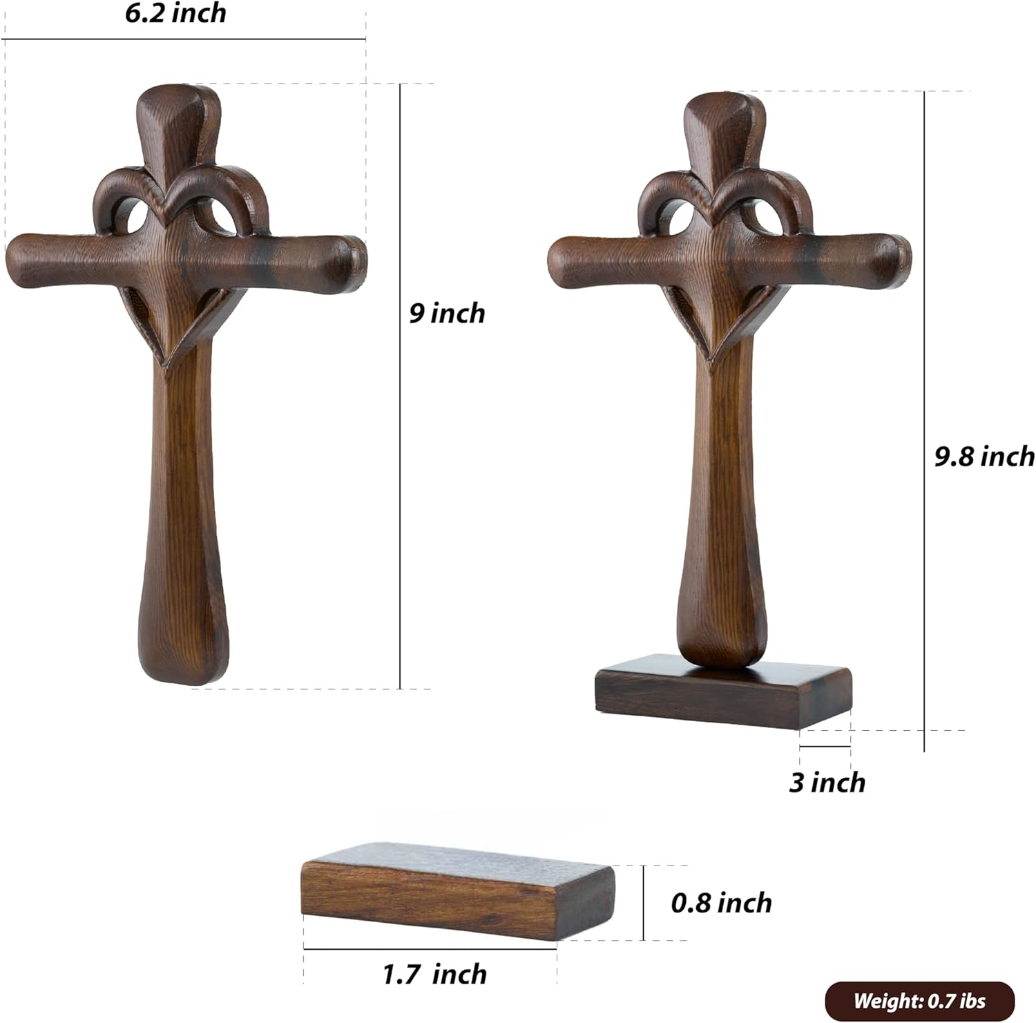 DAICAT Hand-Carved Wooden Cross Wall Decor 10 Inch