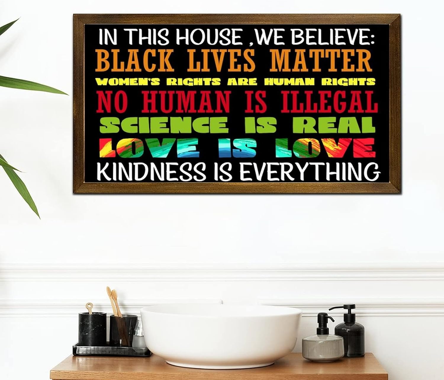 LGBT Pride Wood Framed Sign 12x22 Inches