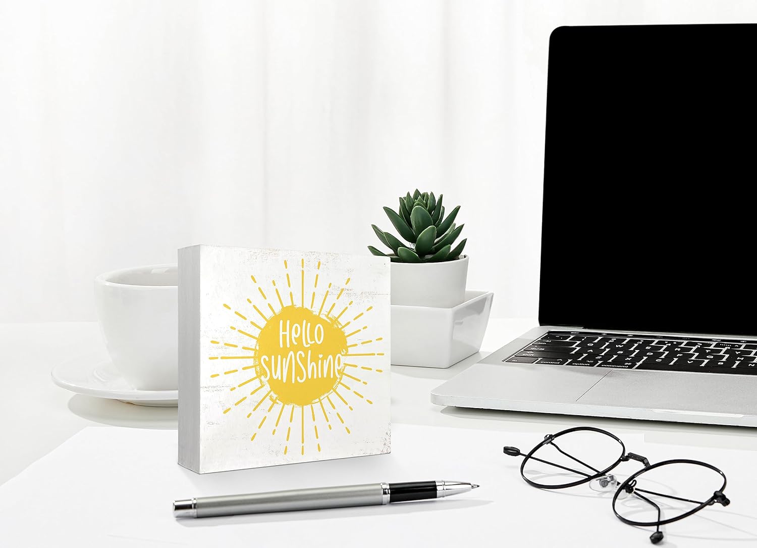 Hello Sunshine Summer Wooden Box Desk Decor Sign