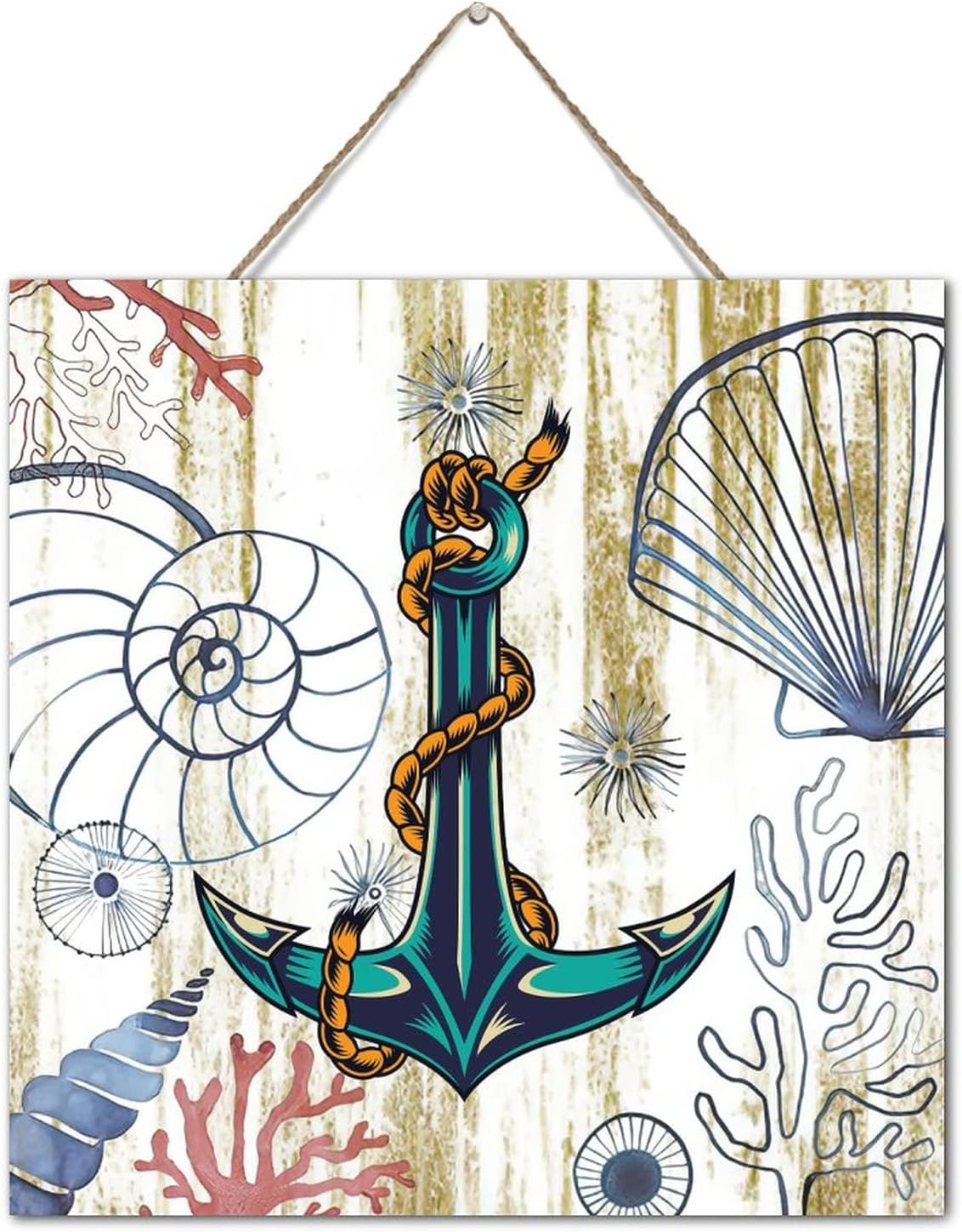 Rustic Wooden Nautical Anchor Wall Decor 12x12 Inch