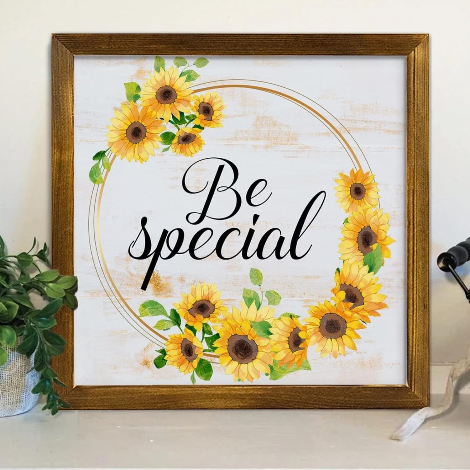 Floral Wreath Decorative Wood Sign 12x12 Inch