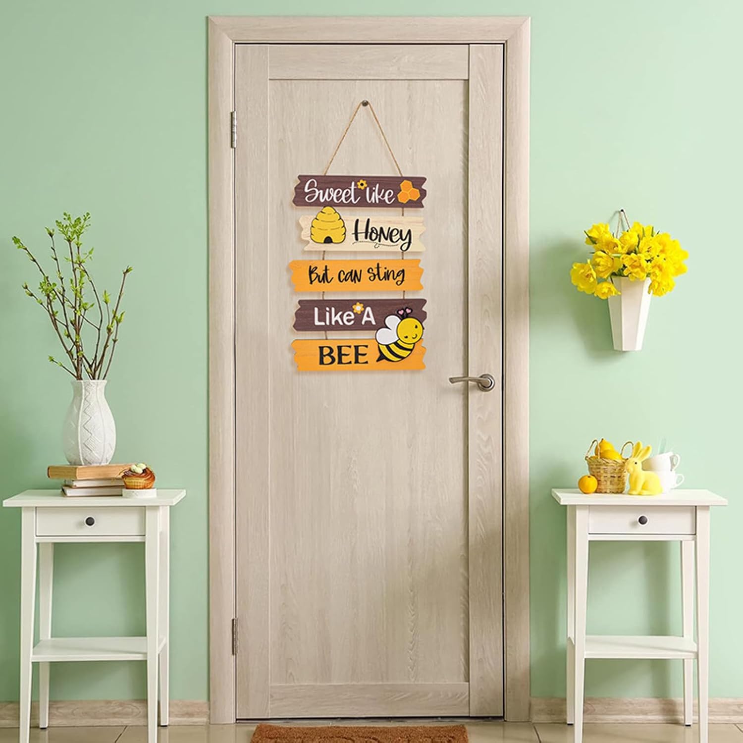Bumble Bee Wall Hanging Plaque Sign Wooden Decor 116x134inch