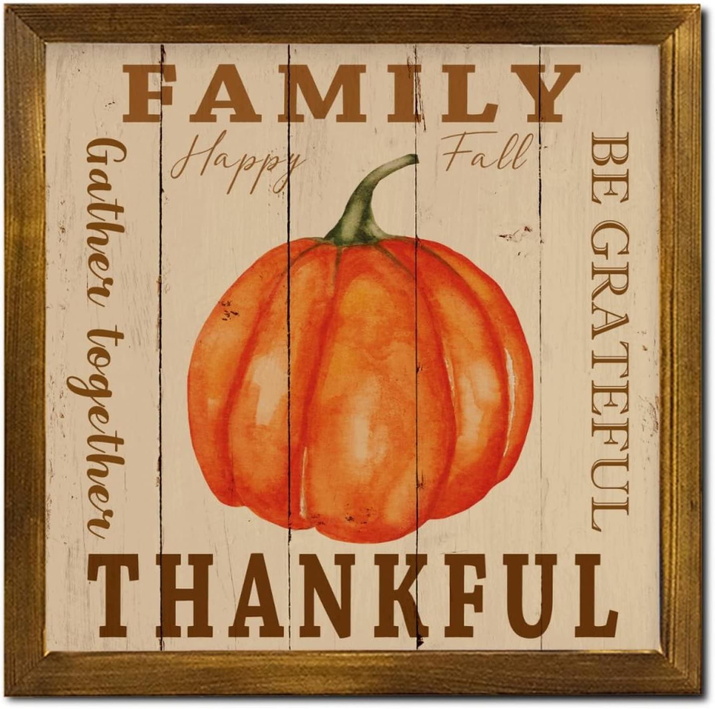 Grateful Family Gather Together Wooden Wall Sign 12x12 inch