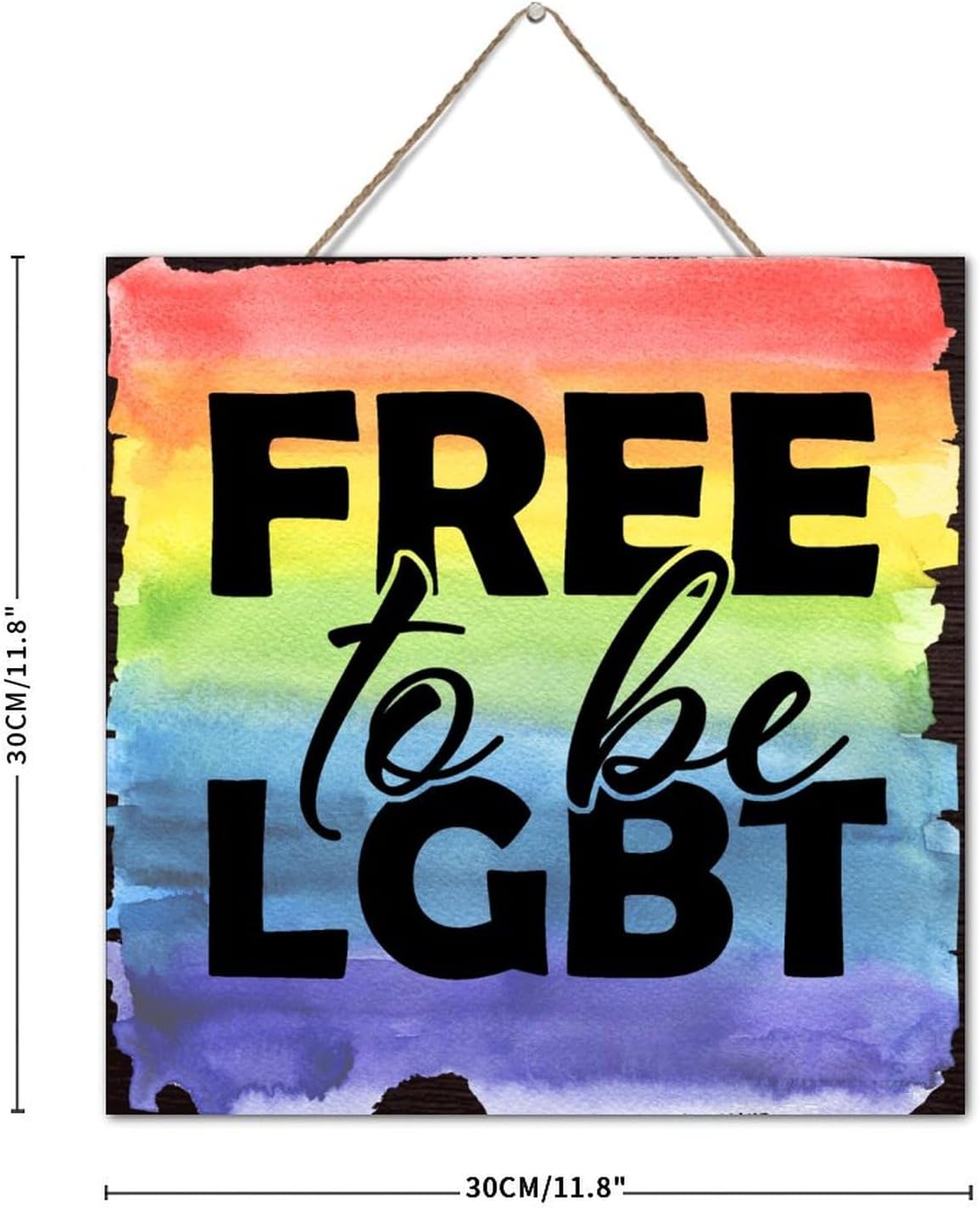 Personalized LGBT Wood Wall Art Sign 12x12 Inch Vertical Decor