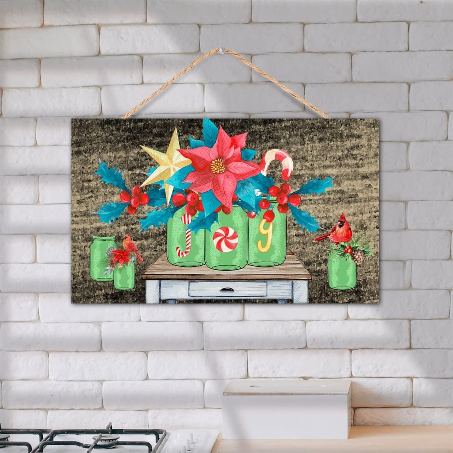 TEANFUN Christmas Wall Pediment Sign 12x20 Inch