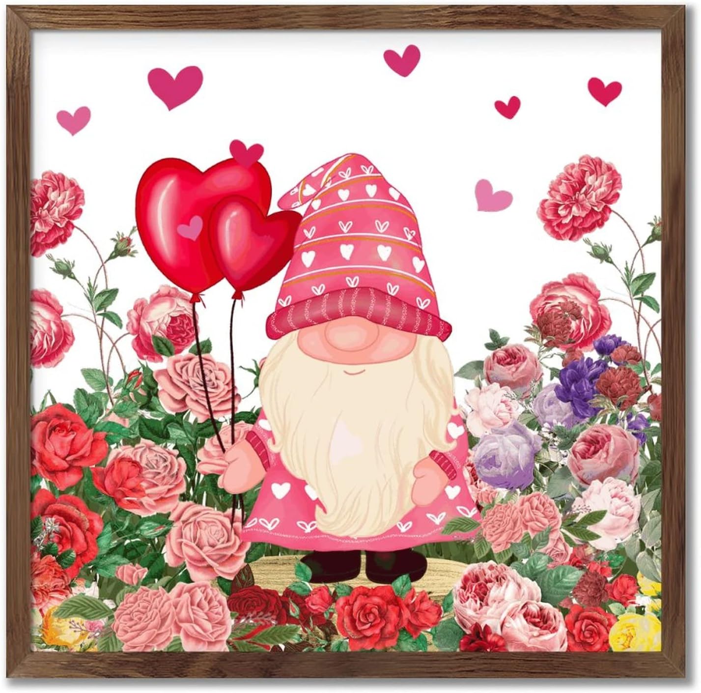 Happy Valentines Day Cute Gnome Wood Sign 12x12