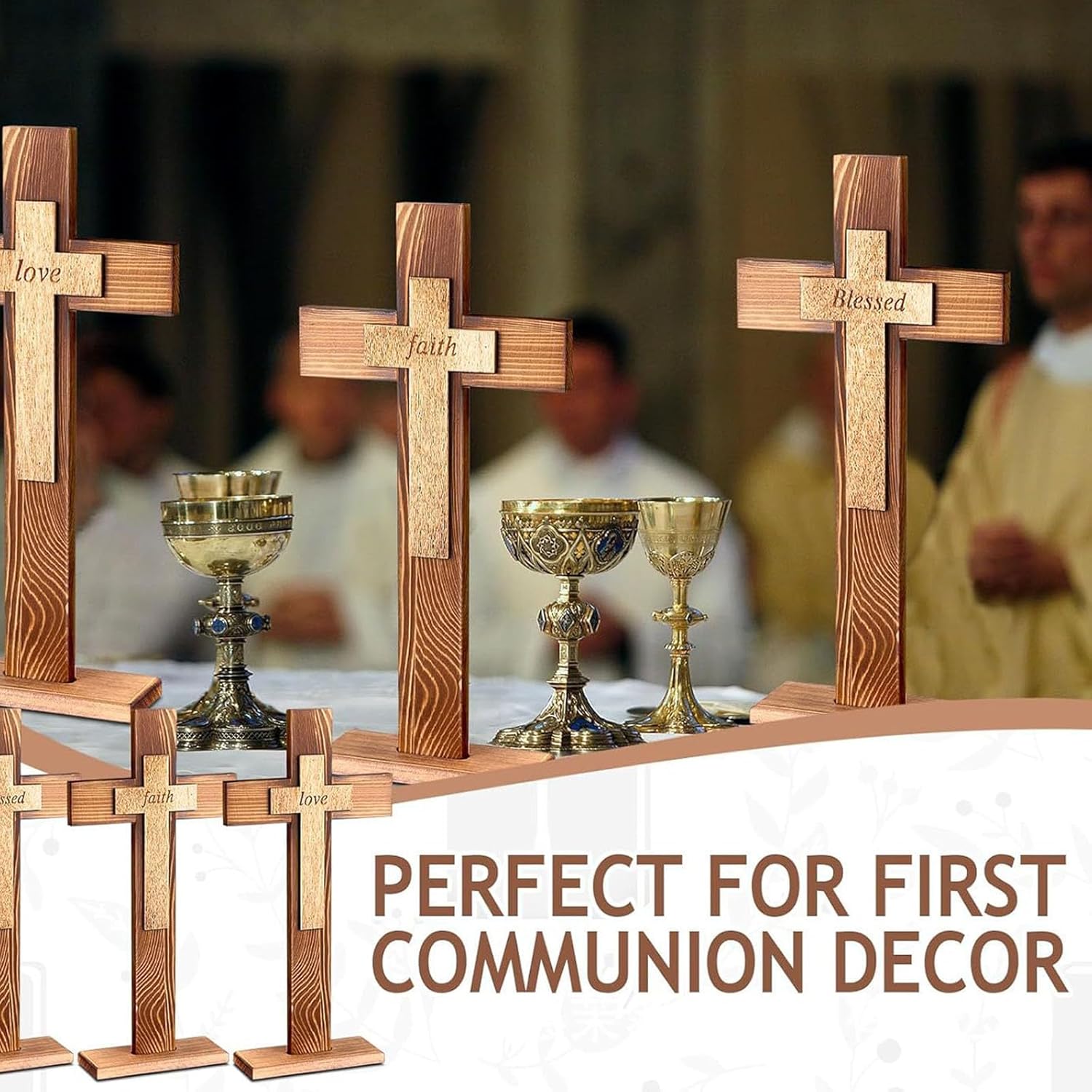 Wooden Standing Cross for Home and Church Decor