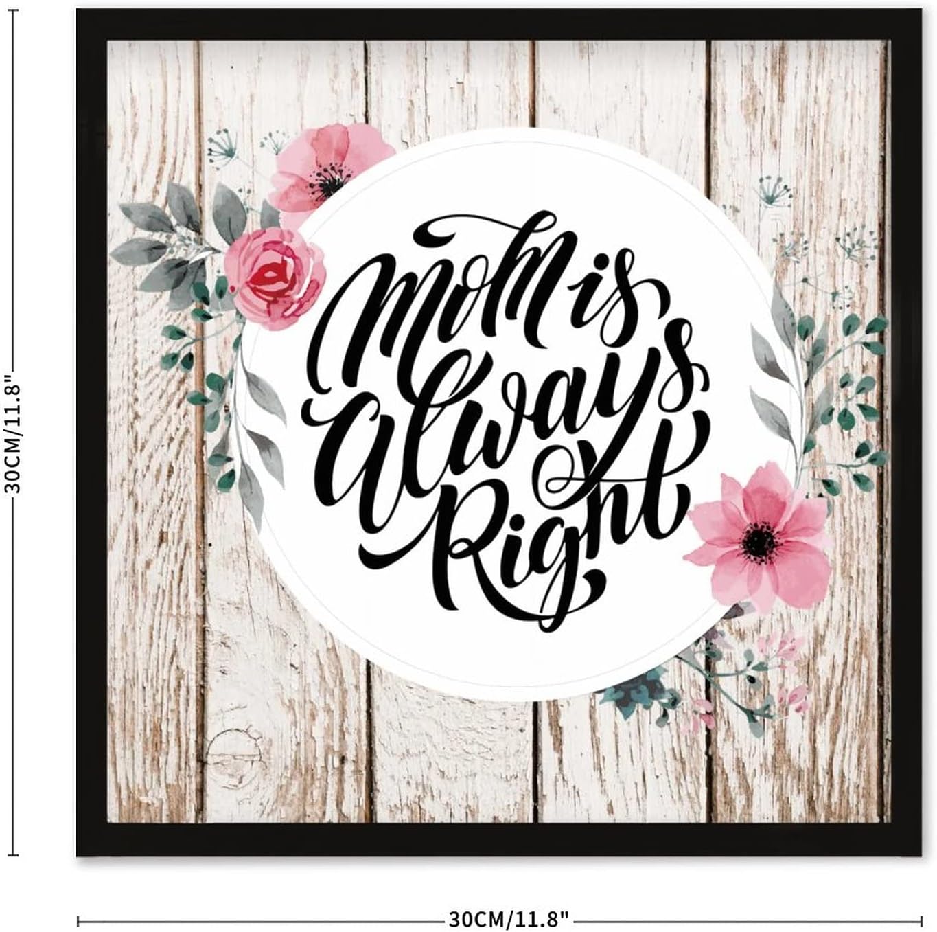 Farmhouse Wall Decor Sign 12x12 Inches Rustic Wood Frame - Black